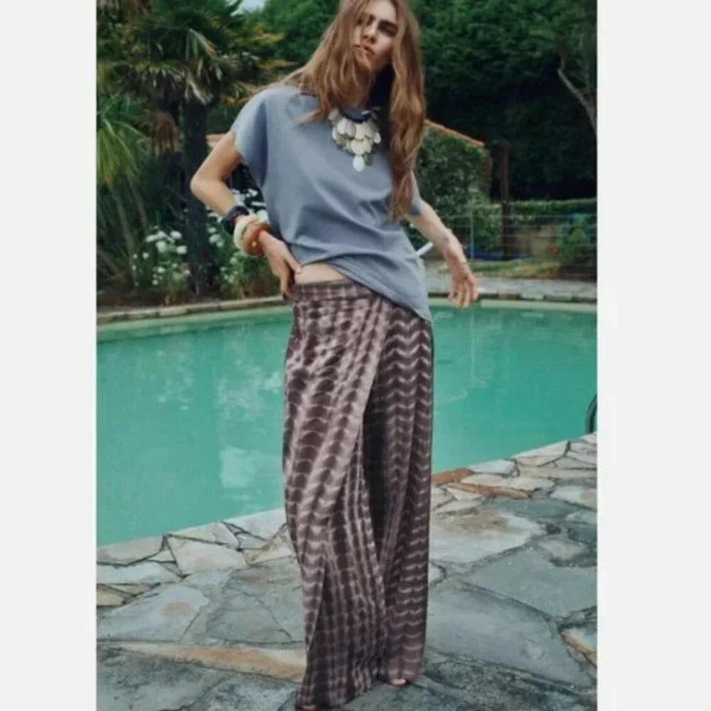 Zara Tie-Dye Wrap Trousers Linen Blend